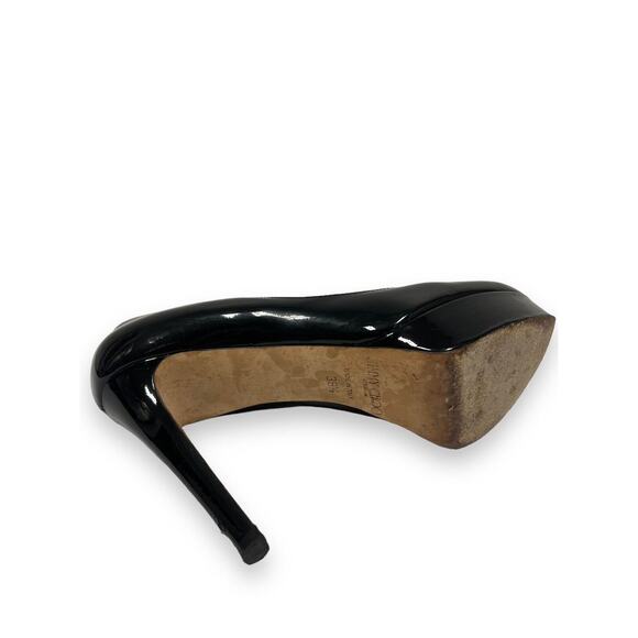 JIMMY CHOO Black Patent Leather Platform ALEX Heels Pumps 38.5 US 8.5 - Picture 7 of 8
